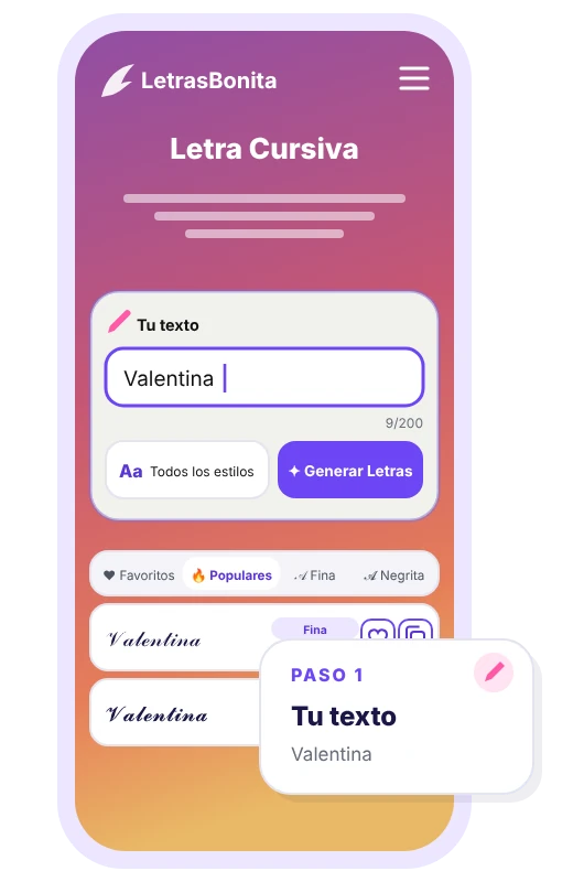 Paso 1: escribir tu texto en el generador de letra cursiva
