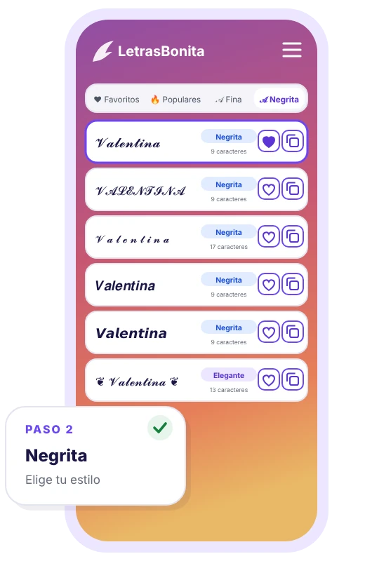 Paso 2: elegir un estilo de letra cursiva en negrita