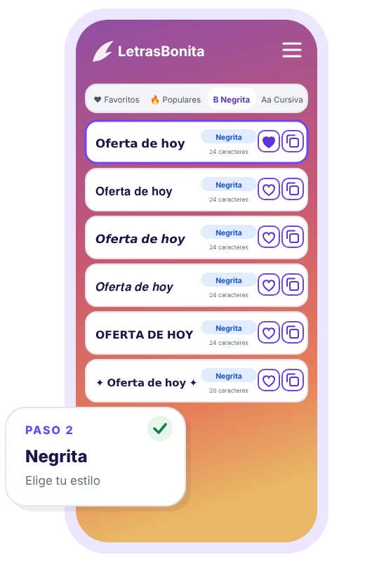 Paso 2: elegir un estilo de letra en negrita