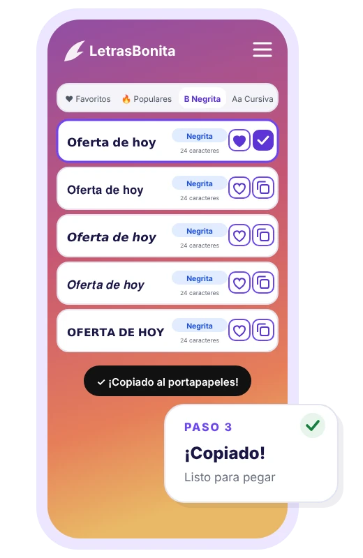 Paso 3: copiar las letras con un clic