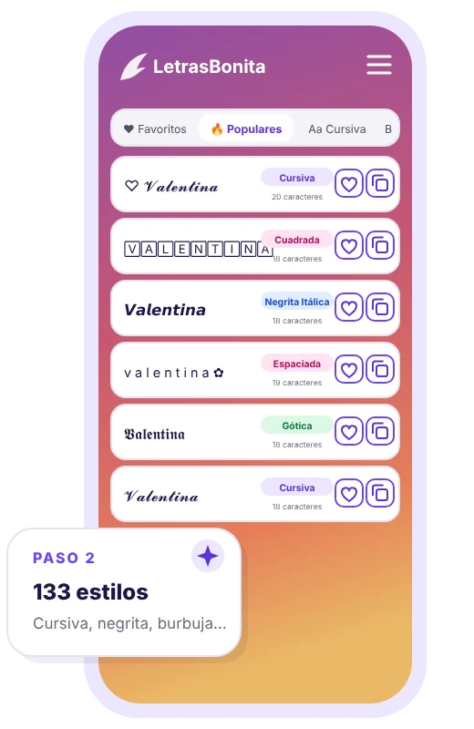 Paso 2: ver los estilos de letras disponibles