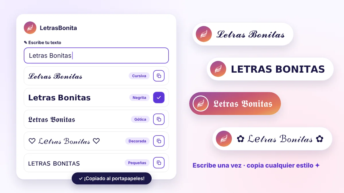 Letras bonitas para copiar y pegar en el conversor