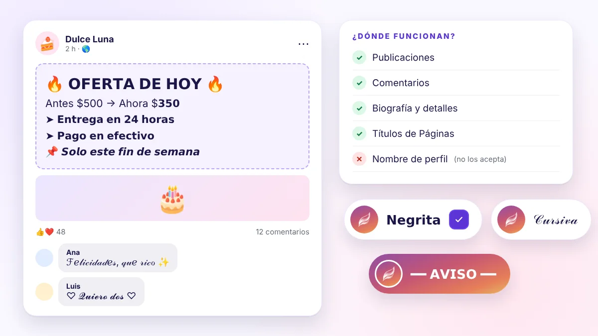 Letras para Facebook en negrita y cursiva para copiar y pegar