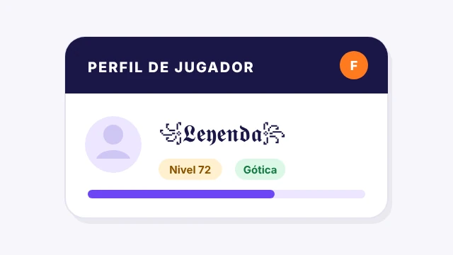 Perfil de jugador con un nick en letra gótica