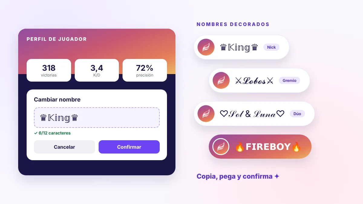 Nombres decorados para Free Fire para copiar y pegar