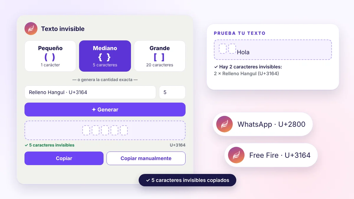 Generador de texto invisible para copiar y pegar